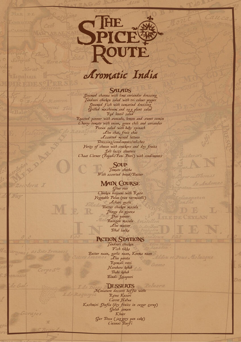 "The Spice Route" menu - Hilton Colombo Residences, F&B Promo campaign featuring art piece made with real spices