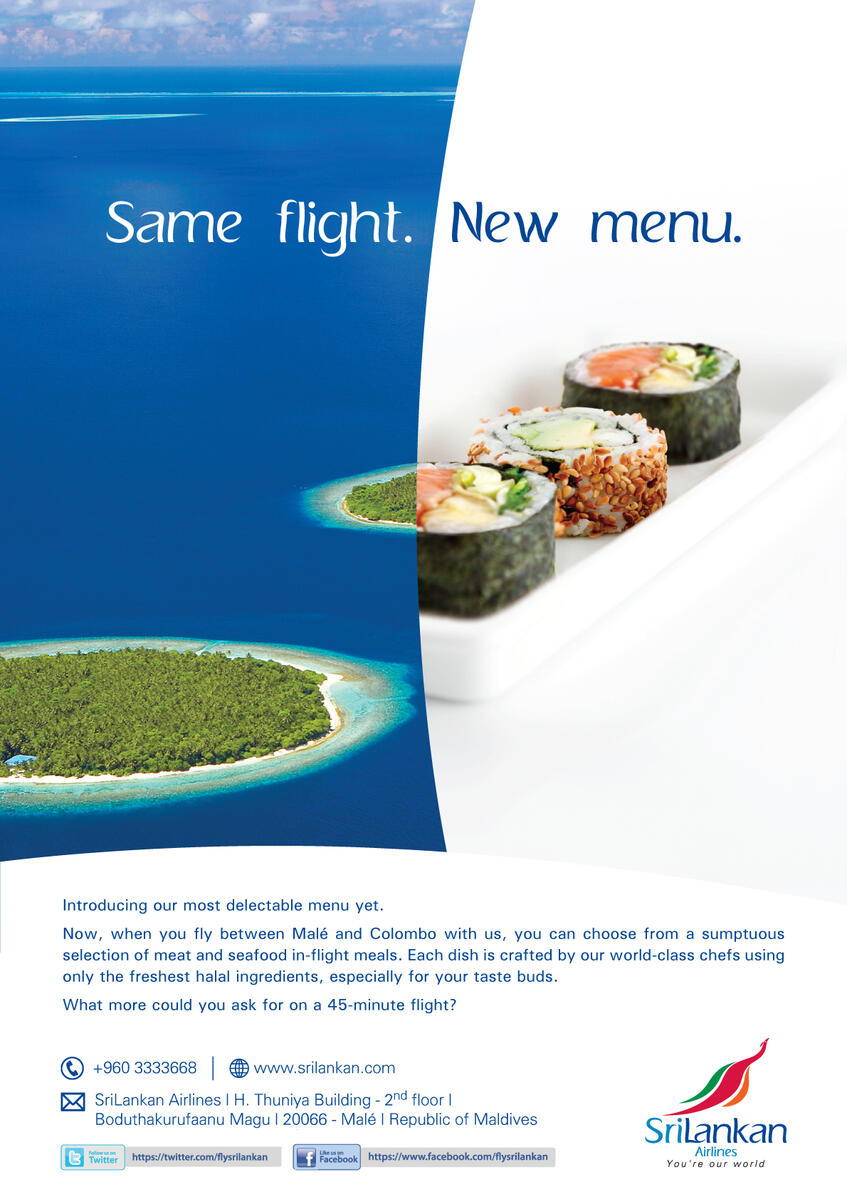 "Same flight. New menu." - SriLankan Airlines, EDM
