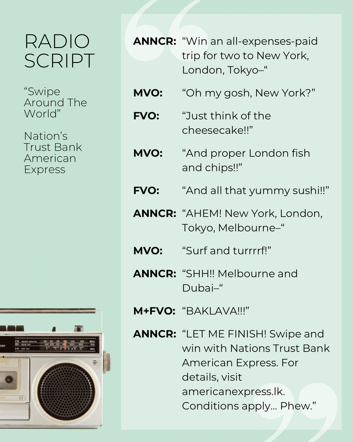 "Interruptions” - American Express “Swipe & Win” Campaign