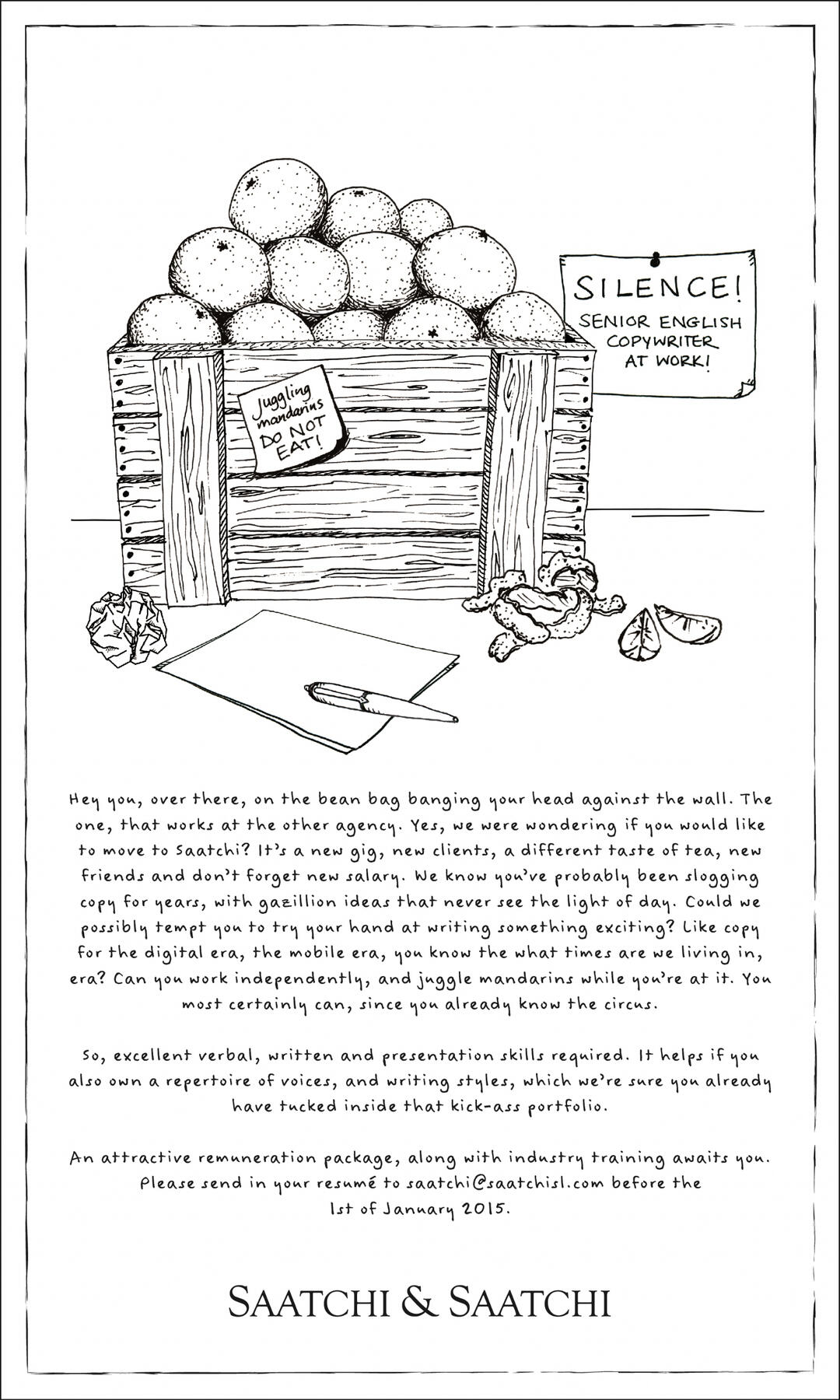 Saatchi & Saatchi Sri Lanka - Vacancies - Senior Copywriter