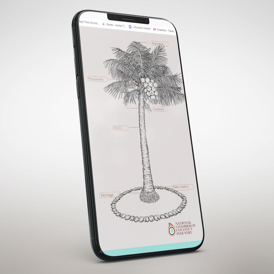 National Chamber of Coconut Industry - Visual Identity and Launch Campaign Pitch - Website UI Concept and Illustration